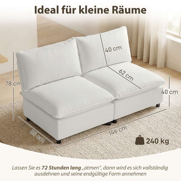 2-istuttava modulaarinen sohva, 146 cm keinonahka, harmaa