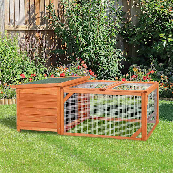 Pieneläinkoppi Kääpiökoppi 125,5X100X49Cm Avattavalla Asfalttikatolla Ulkosisälle Takapihalle Säänkestävä Kuusen Oranssi + Vihreä
