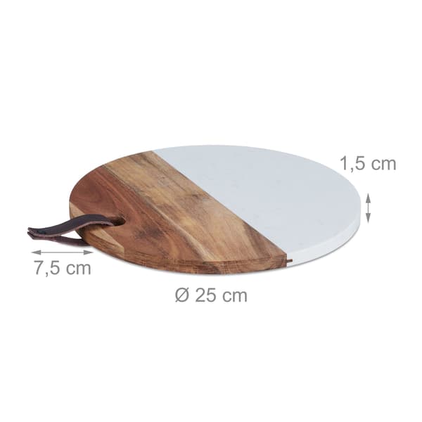 Pyöreä leikkuulauta puuta ja marmoria