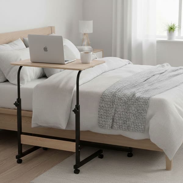 Mobilt laptopbord, justerbar höjd, MDF, hjul