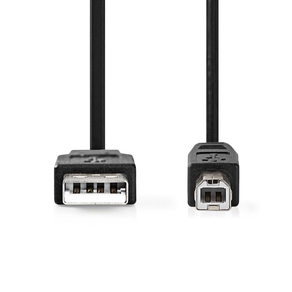 USB kaapeli | USB 2.0 | USB-A Uros | USB-B Uros | 10 W | 480 Mbps | Niklattu | 3.00 m | Pyöreä | PVC | Musta | Label