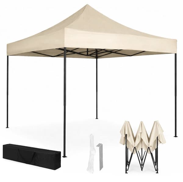 Automatiskt 3x3m trädgårdstält, beige, höjdjusterbart
