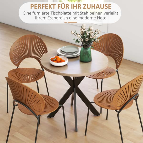 Rundt spisebord, 75 cm, plads til 2-4, brun MDF