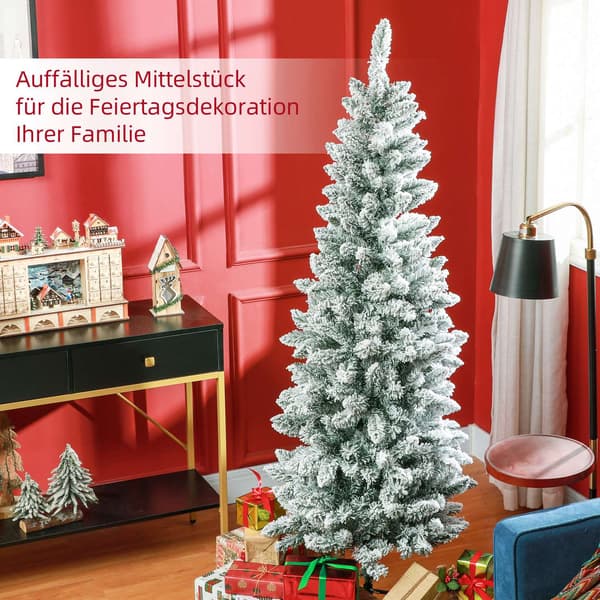 Kunstigt juletræ, 183 cm, slankt med sneeffekt
