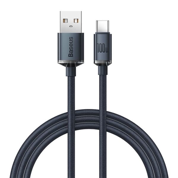Baseus Crystal Shine USB-A-USB-C latauskaapeli 100W, 2m - musta