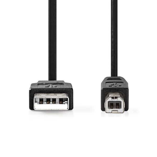 USB-kabel | USB 3.2 Gen 1 | USB-A Han | USB-B han | 5 Gbps | Nikkelplateret | 2.00 m | Runde | PVC | Sort | Box