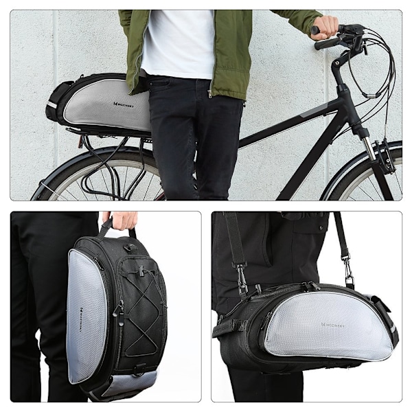 Cykelkufferttaske med skulderrem, 13l, sort