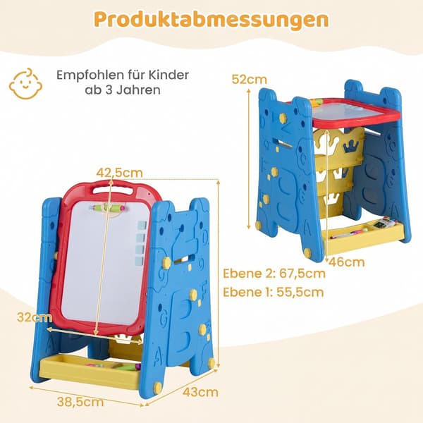 Lasten 3-in-1-taideteline magneettitaululla, sininen
