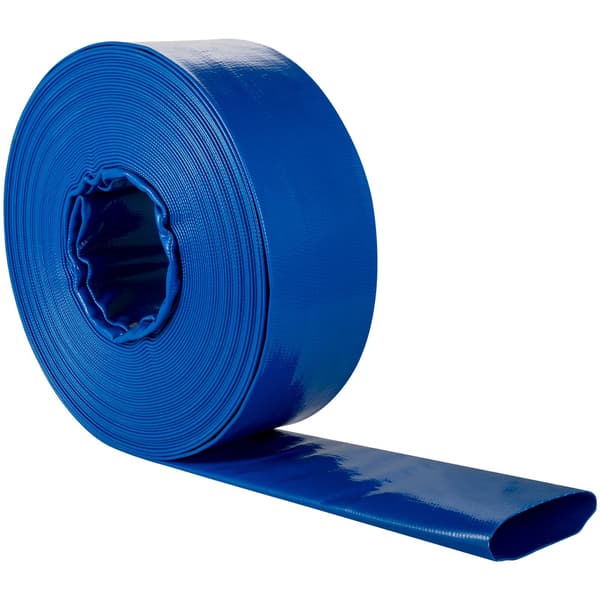 Plan utloppsslang, 38 mm x 32 m PVC med klämmor