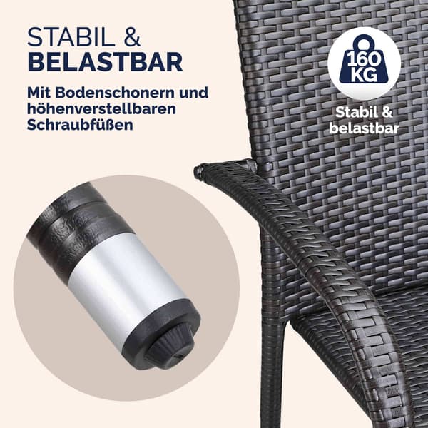 Polyrattan stabelstol Comfort sæt med 4 brune