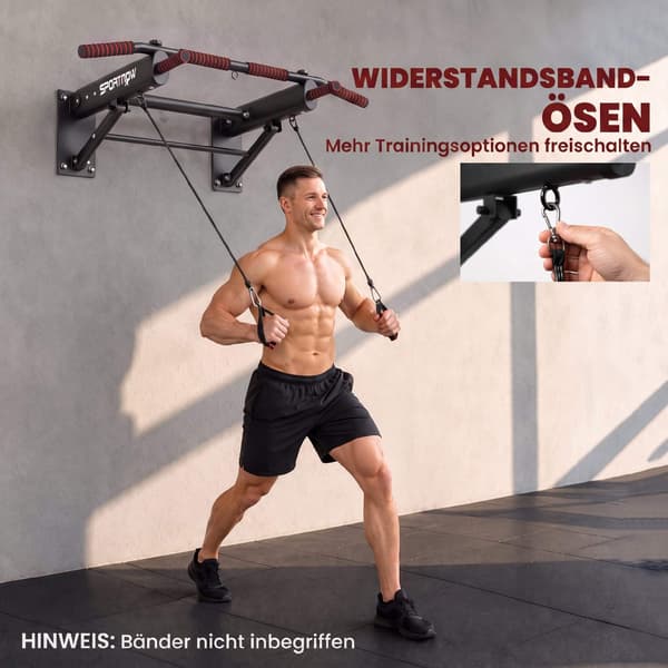 Hopfällbar väggmonterad pull-up-stång, halkfria skumgrepp, svart
