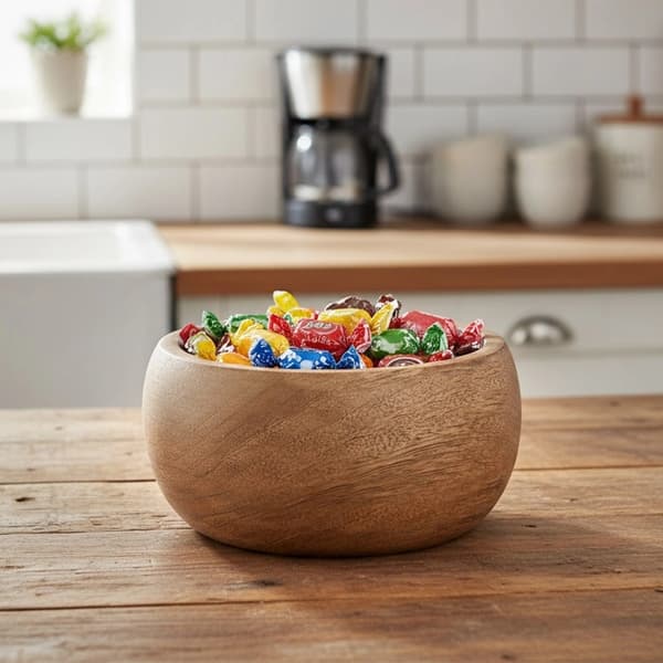 Træskål med mango, 14 cm, 450 ml kapacitet