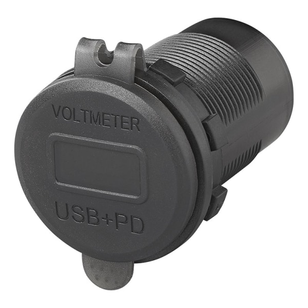 USB-stik triple med 2x type A og 1x type C + voltmeter