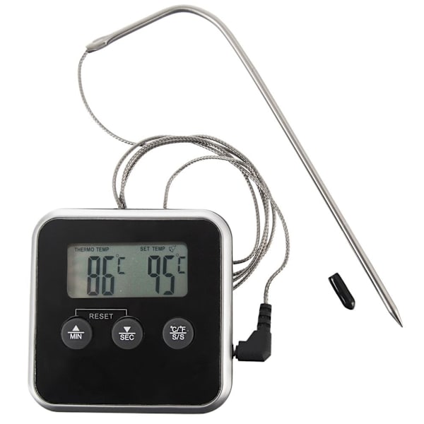 Digital kökstermometer med sond, display och timer