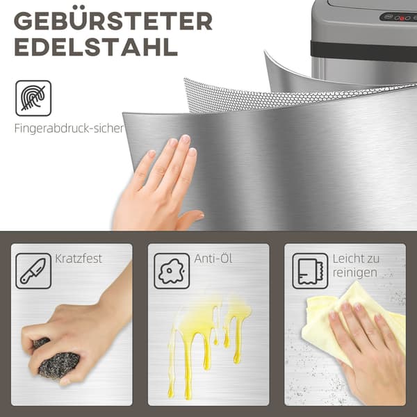 48L sensor skraldespand, automatisk lukning, rustfrit stål