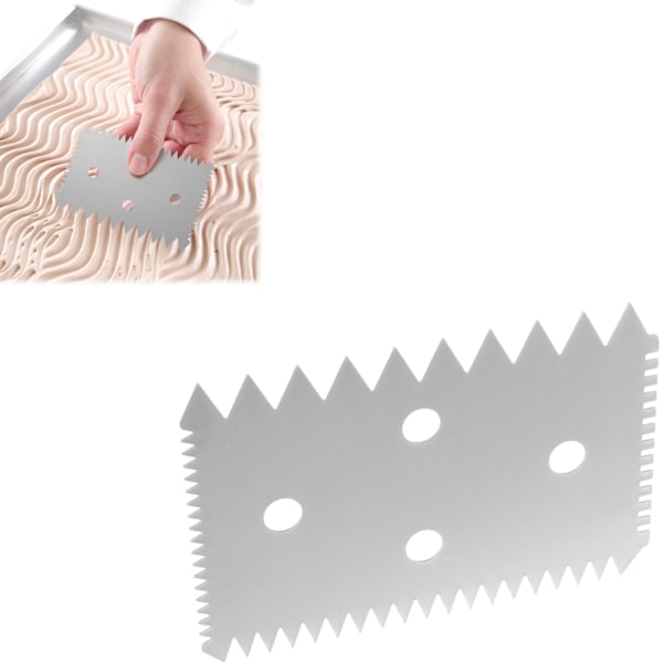 Rektangulär konfektskrapa, tandad, rostfritt stål, 102x69mm - HENDI 554234