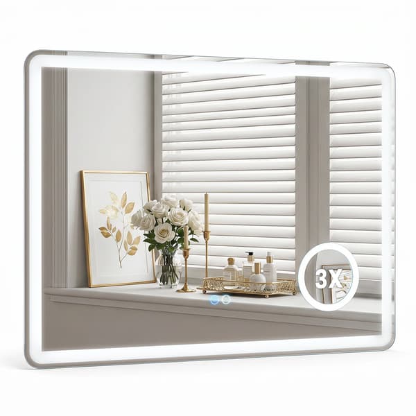 LED-badrumsspegel med 3x förstoring, imfri, 80x60 cm