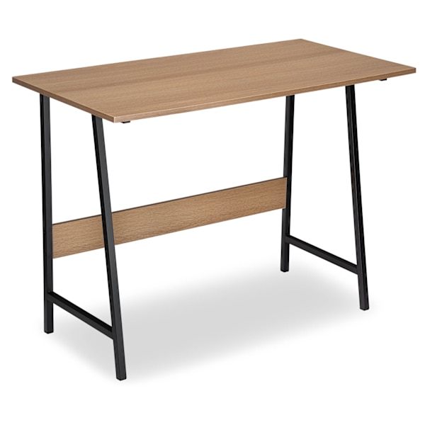 Loft computerbord, moderne egetræsfinish, metalramme