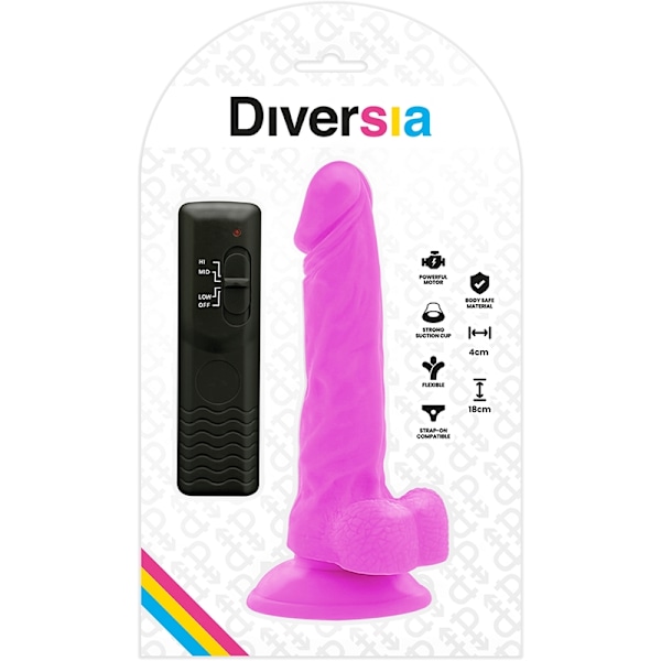 Diversia - Fleksibel Vibrerende Dildo Lilla 18 Cm -O- 4 Cm