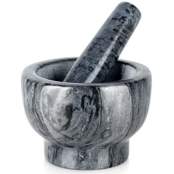 Graniittinen mortteli ja survin, musta, 13 cm