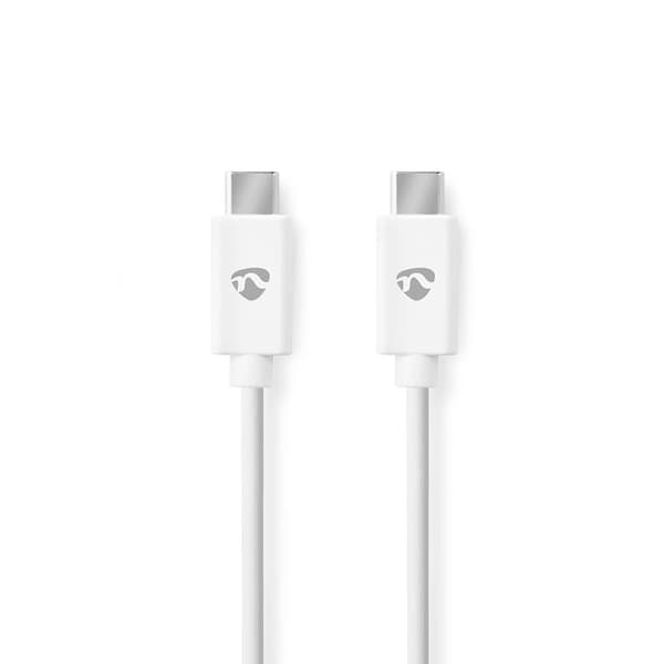 USB-C til USB-C kabel, 1m, 60W, 480 Mbps, hvid