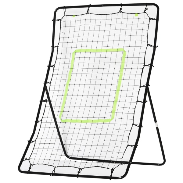 Kickback Rebounder Goal Rebound Wall Net, Stål+Pe, 75X126Cm, Træningshjælp Til Fodbold, Sort