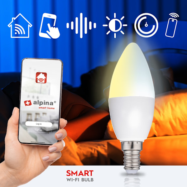 WiFi Smart E14 LED Varm/Kølig hvid 4,9W 470 lm