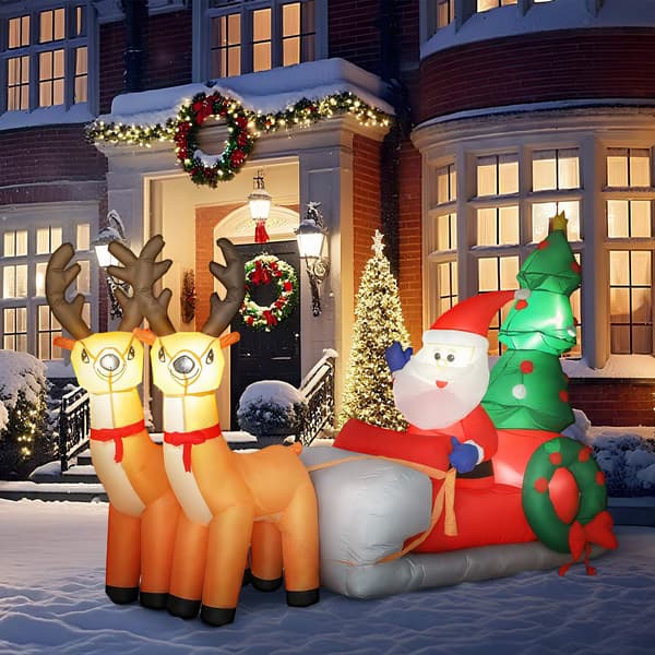 Oppustelig julemandsslæde med LED-lys, polyester