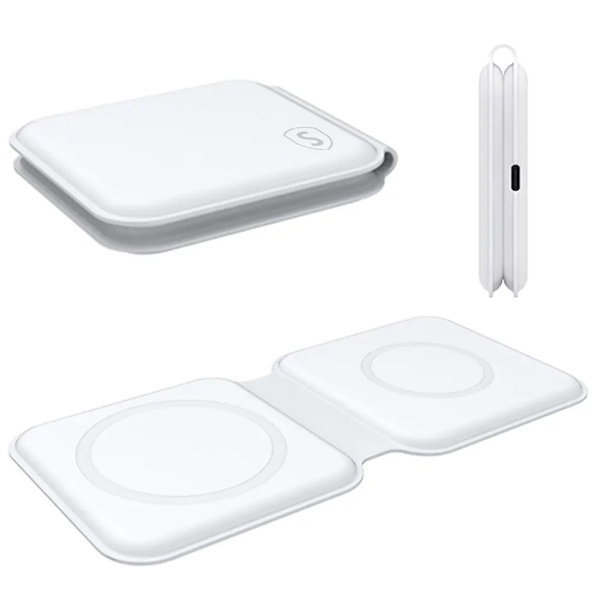 Sign UltiMAG DuoFold trådløs oplader med USB-C-kabel, 15W - Hvid Hvid