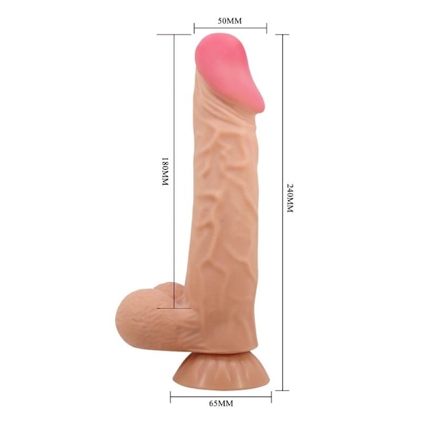 Liukuva iho tärisevä dildo kaukosäätimellä 24 cm