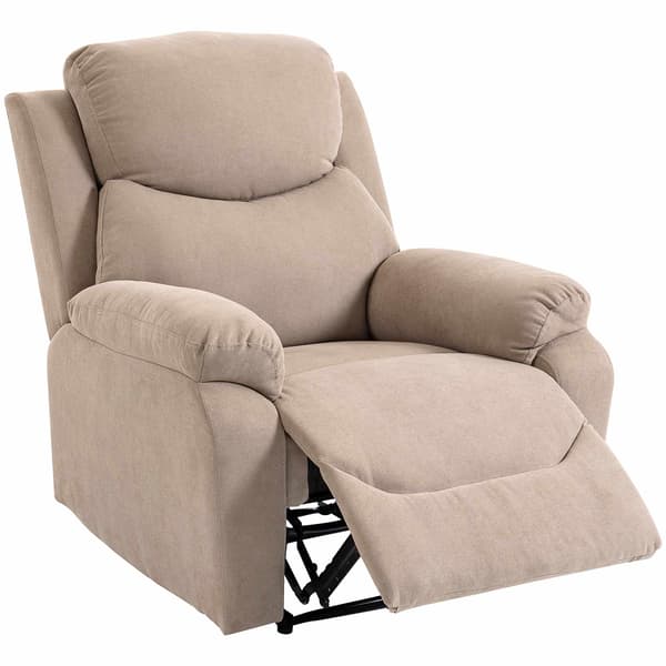 Lænestol, manuel tilbagelænet, linnedlook, beige