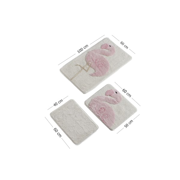 Akryl Badmatta Set (3 delar) Rosa Flamingo