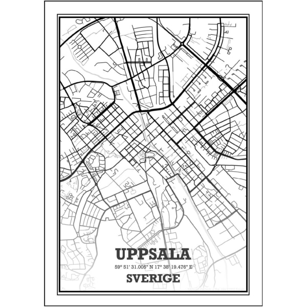 Uppsala Stad Karta Poster - 70x100 cm