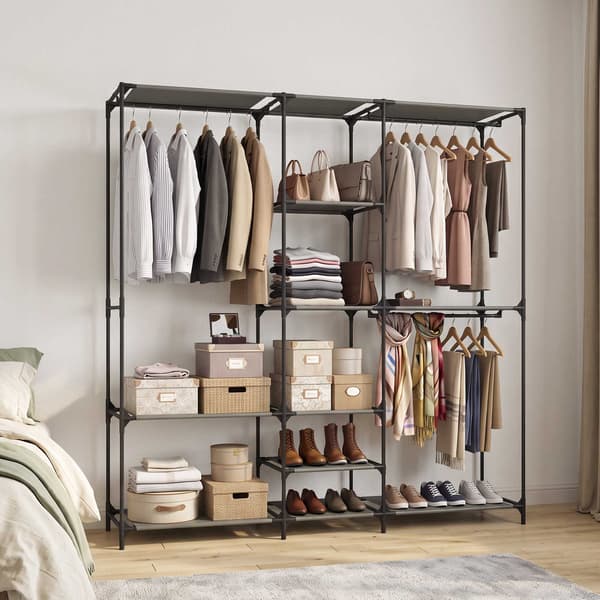 Bærbart tekstilgarderobe, sort, 182 x 43 x 182 cm