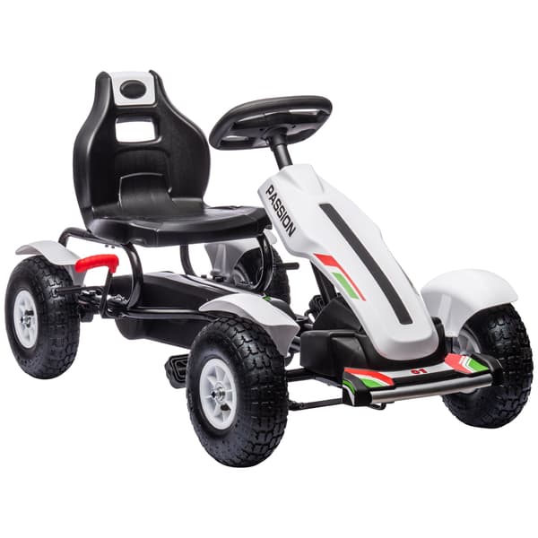 Børne-gokart med justerbart sæde og håndbremse, hvid