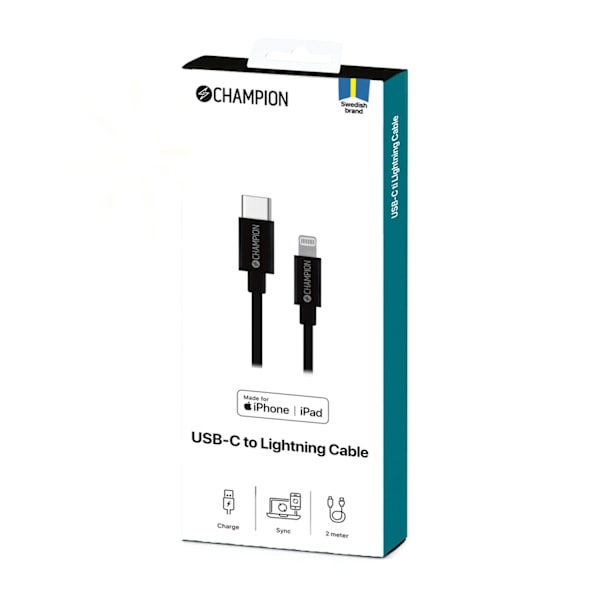 USB-C til Lightning-kabel 2m sort
