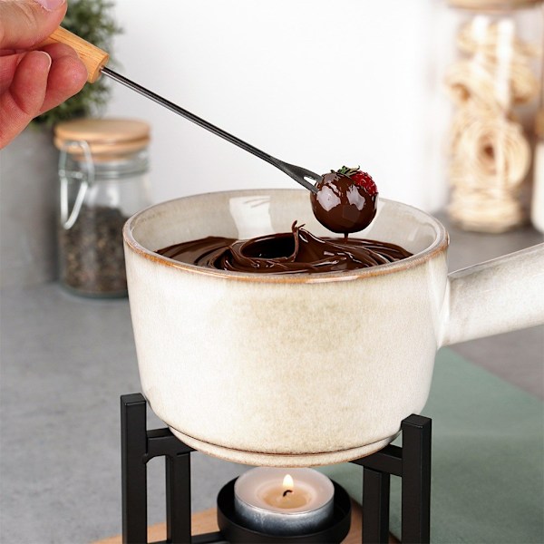 Fondue-setti, posliini, 450 ml, 4 kpl.