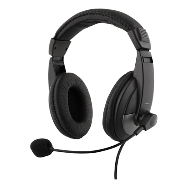 DELTACO over-ear headset med volumenkontrol, 4-polet 3,5 mm, sort