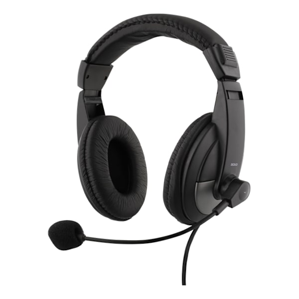 DELTACO over-ear kuulokkeet äänenvoimakkuuden säätimellä, 4-napainen 3,5 mm, musta
