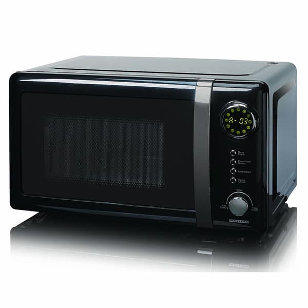 700W sort mikrobølgeovn, 20L kapacitet, LED-display