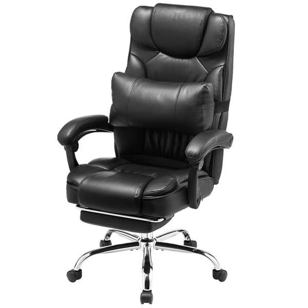 Executive kontorstol, høj ryg, fodstøtte, 135 cm lænefunktion