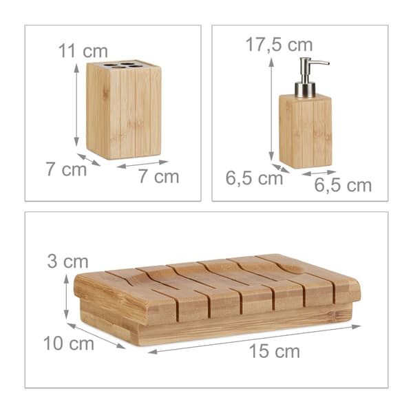 Badrumstillbehör Bamboo Set om 3