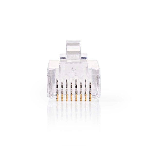 RJ45-liitin | Uros | Kiinteä UTP CAT6 | Suora | Kullattu | 10 kpl | PVC | Läpikuultava | Laatikko