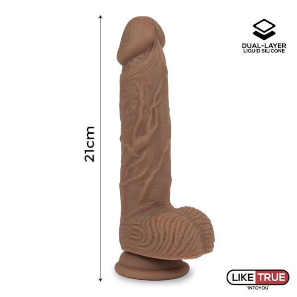 Dildo Dual Layer Silikone 8,25 Brun