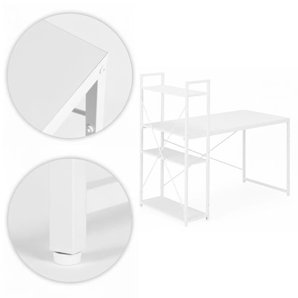 Datorskrivbord med hyllor, 120x60 cm, vit MDF