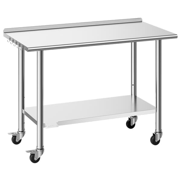 Arbejdsbord i rustfrit stål 48x24 tommer med hjul