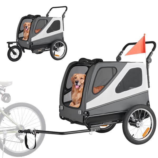 Hundecykeltrailer og klapvogn, 45 kg kapacitet