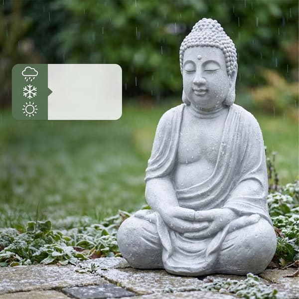 Buddha-patsas, 70 cm, kivenharmaa, säänkestävä