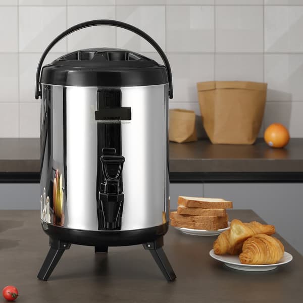 Isoleret drikkevaredispenser i rustfrit stål, 1,5 gal. 6 l, med tap