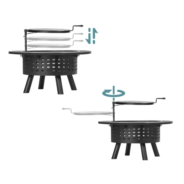 Eldskål med 360 graders vridbar grill och eldstad